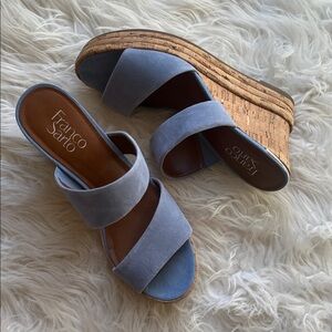 Franco Sarto Denim Blue Cork Wedges